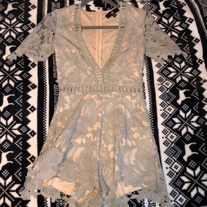 Gray and light pink romper